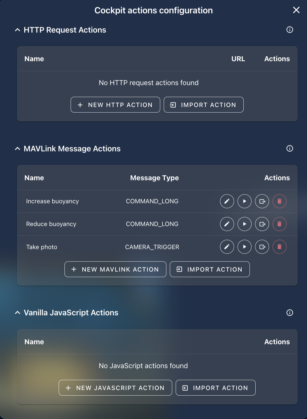 Custom Actions Config