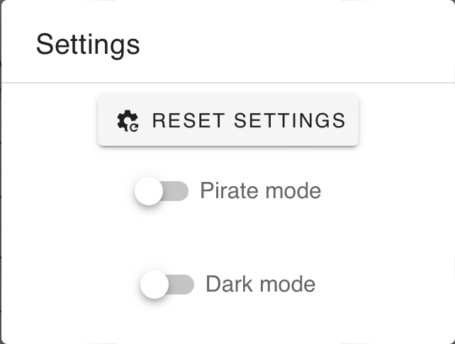 Settings (simple mode)