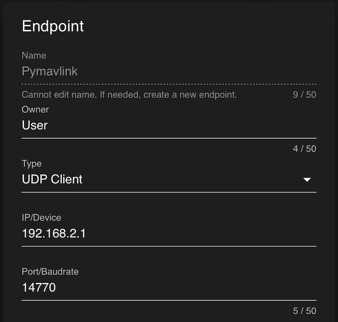 Endpoints Pymavlink ExampleExample
