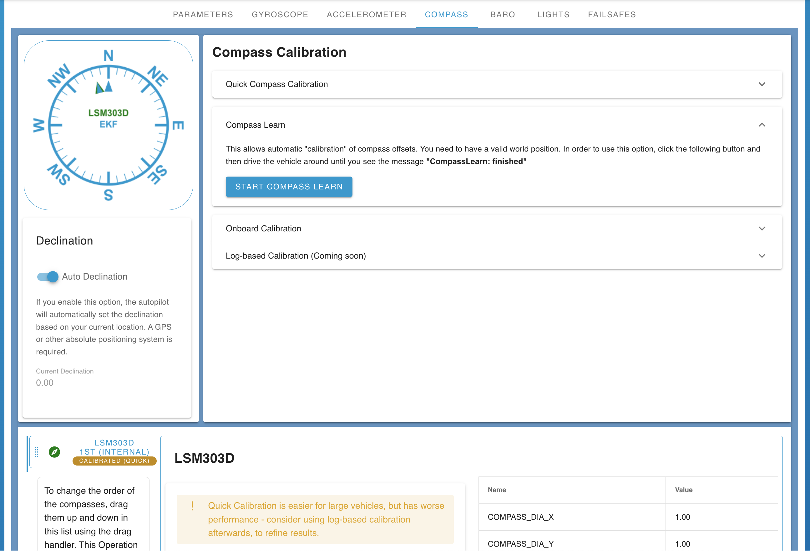 Vehicle Setup Configure Compass