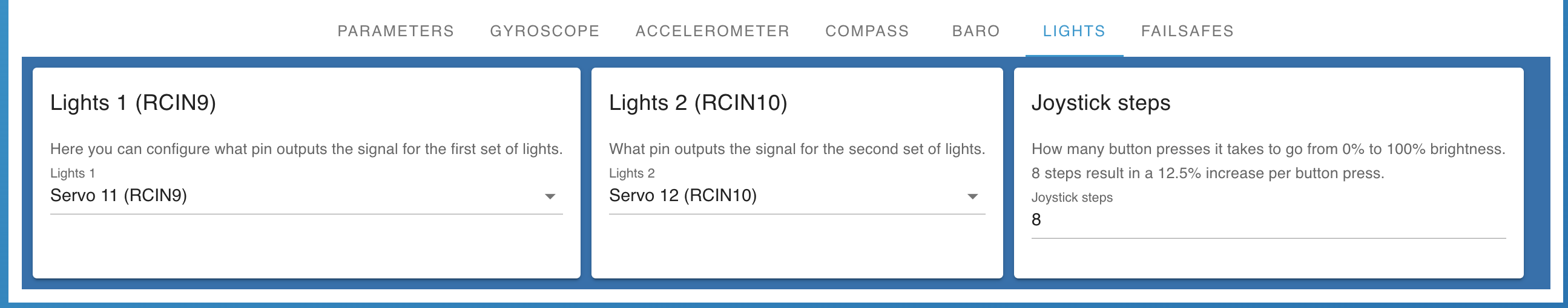 Vehicle Setup Configure Lights