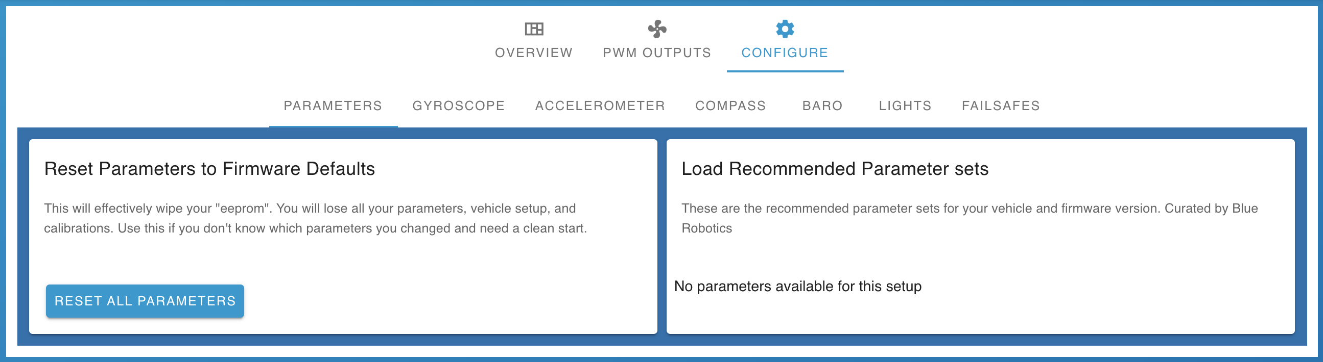 Vehicle Setup Configure Params